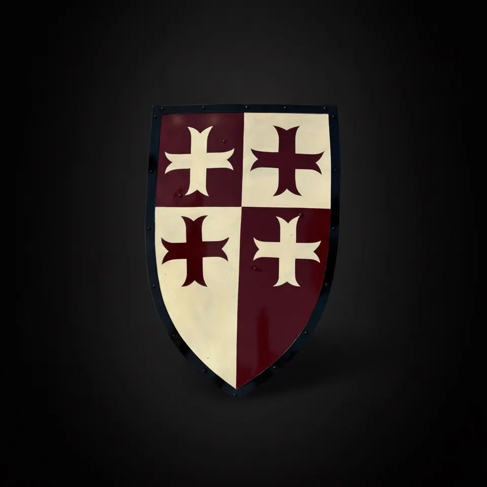 Medieval Templar Knight Shield with Handmade Steel Crusader Wall Décor