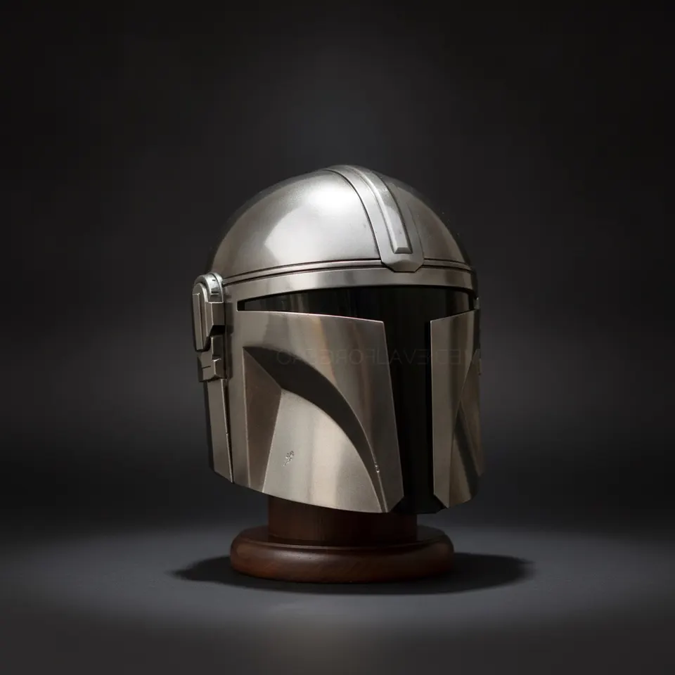 Mandalorian Style Beskar Helmet — Sci-Fi Display