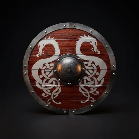 Medieval Viking Wooden Round Shield with LARP Collectors view 1