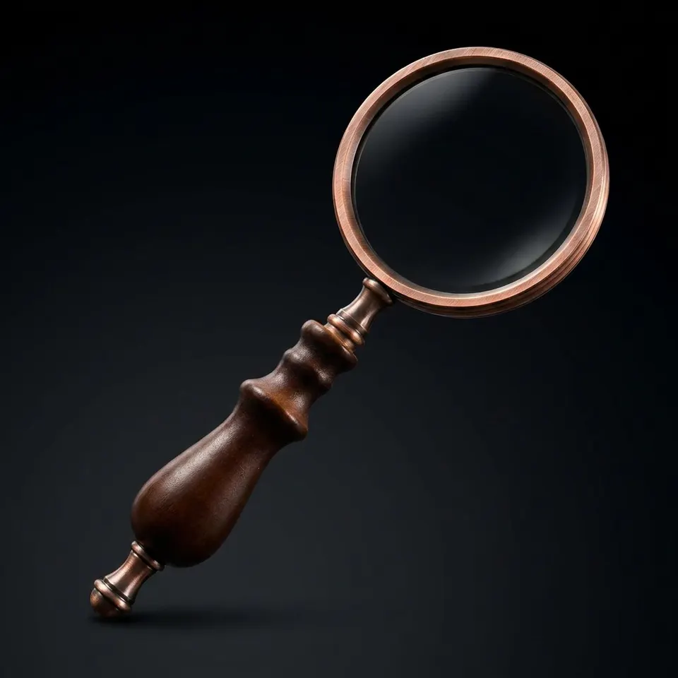 Brass Handheld Magnifier 3.5" with Copper Finish Frame and Wooden Handle