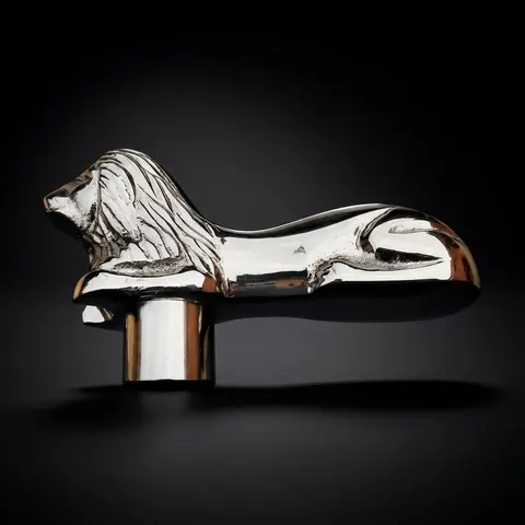 Chrome Lion Handle Walking Stick view 1