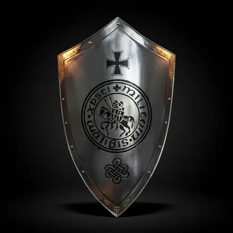 Templar Knight Steel Crusader Shield with LARP Wall Décor view 1