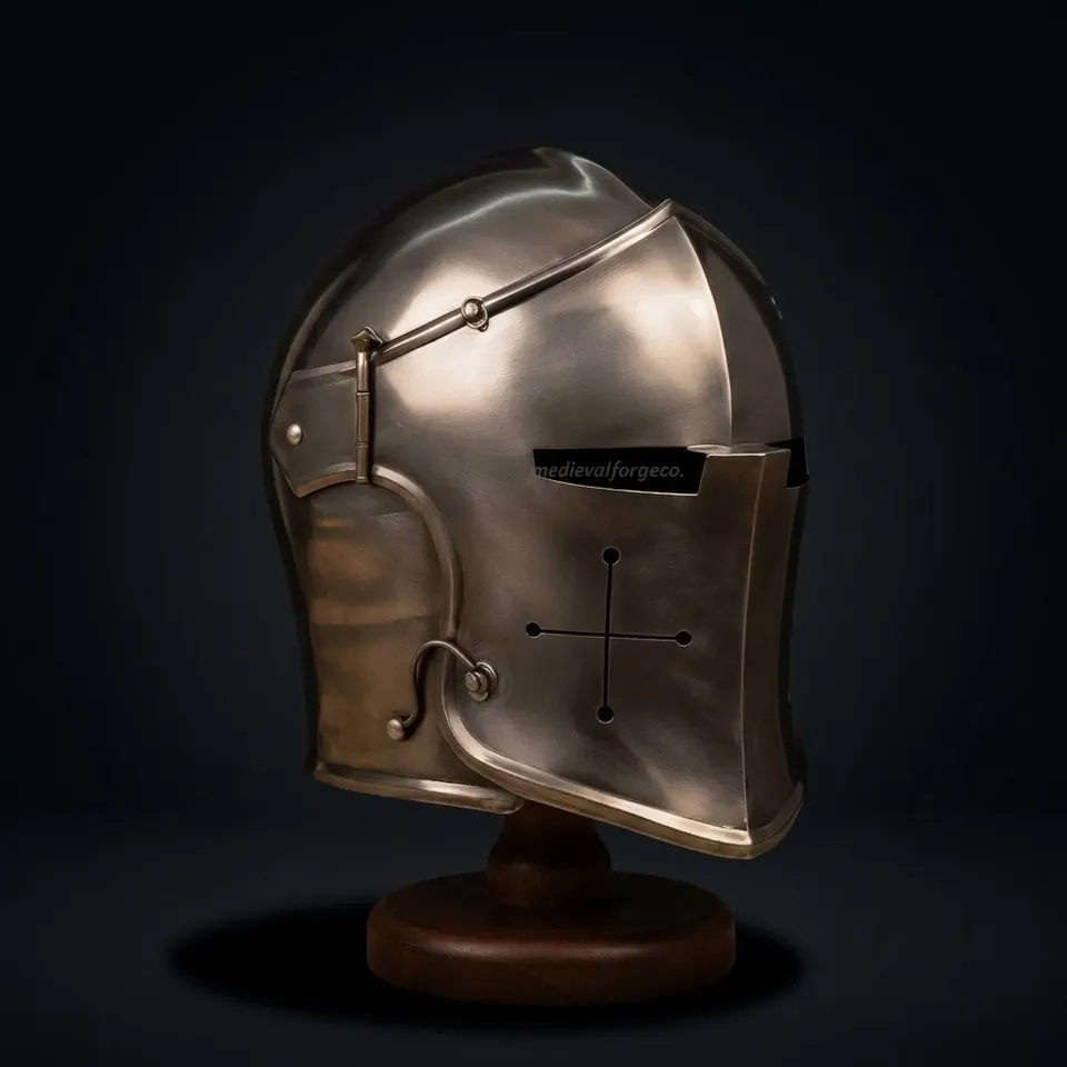 Barbuta Closed Face Knight Helmet — Gothic Steel