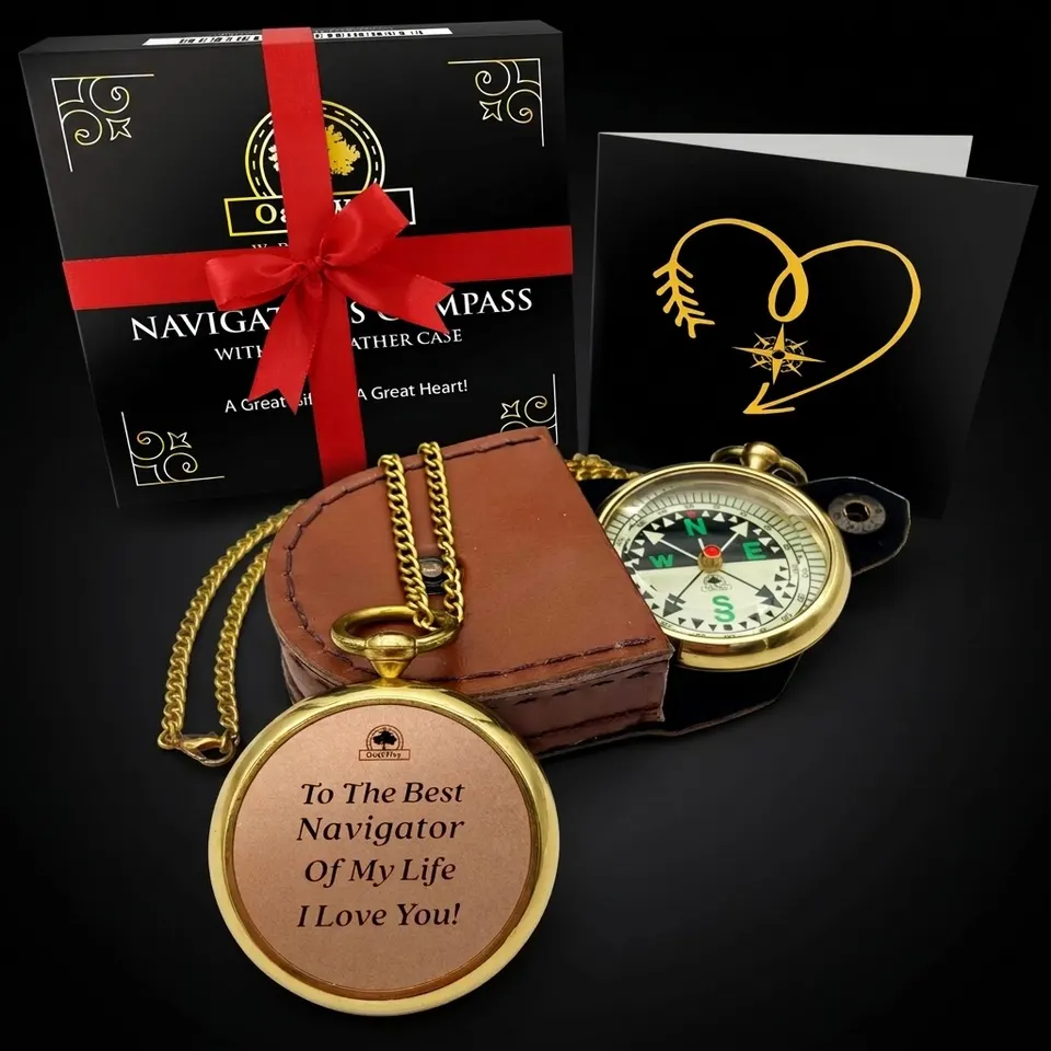 To the Best Navigator Compass, Leather Case