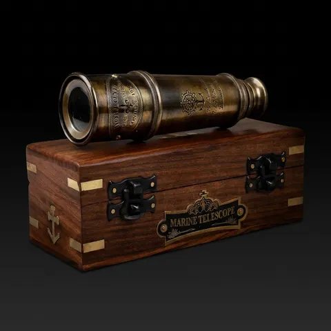 Brass Spyglass Telescope 15" with Wooden Box view 1