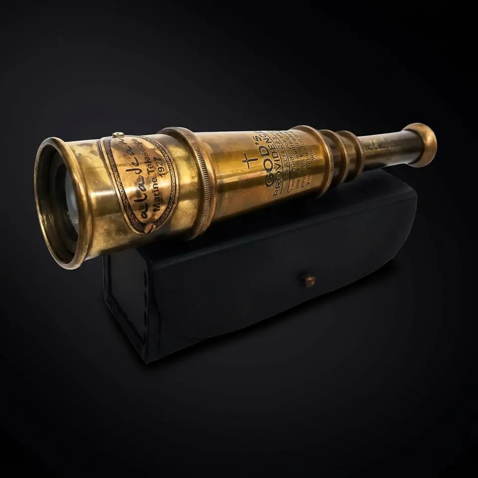 Engraved Psalm 32:8 Brass Spyglass 16" with Leather Case