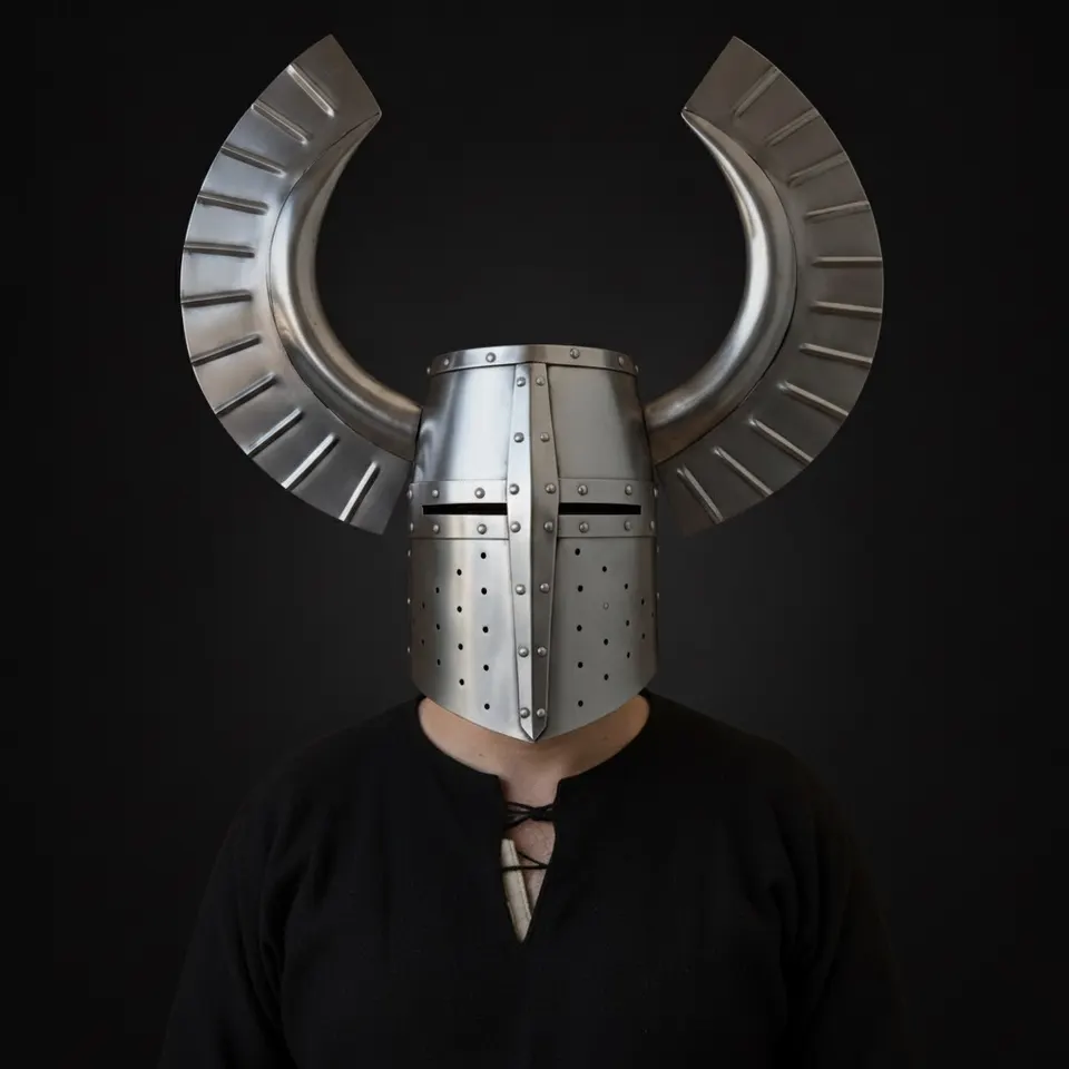 Winged Crusader Helmet — Large Wings Steel Knight