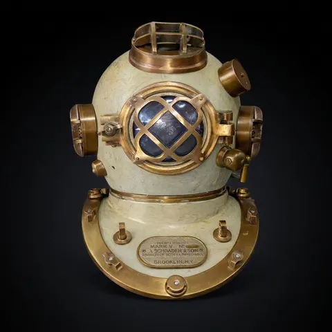 Mark V Deep Sea Diving Helmet with Cream Antique Finish view 1