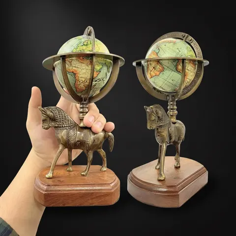 Brass Armillary Globe with Horse Motif view 1