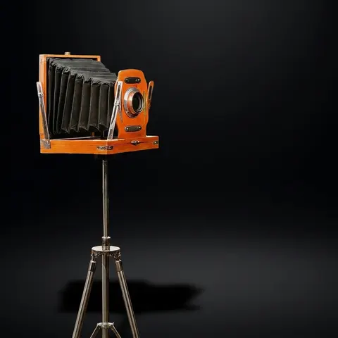 Wooden Studio Camera on Adjustable Tripod view 1