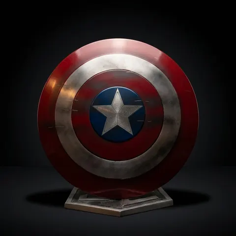 Damage Captain America Shield with Steel Steve Rogers view 1