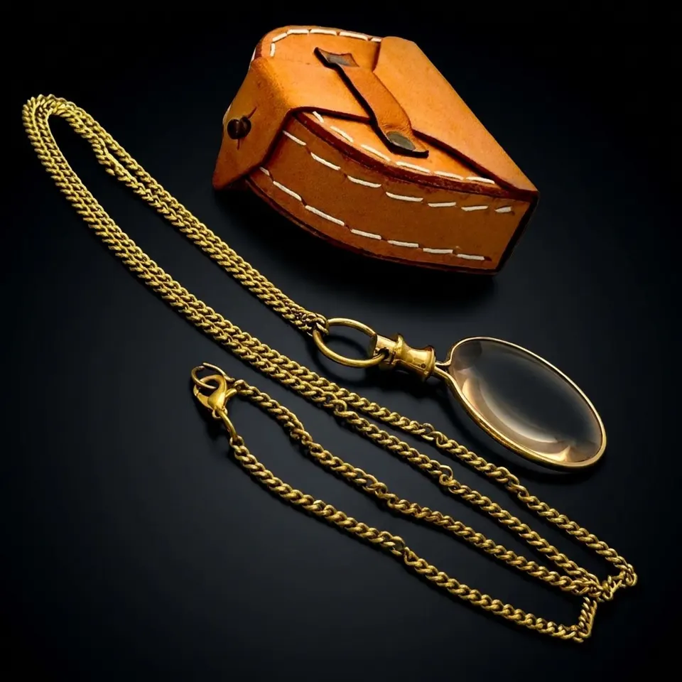 Polished Brass Pendant Magnifier 1.75" with 15" Chain