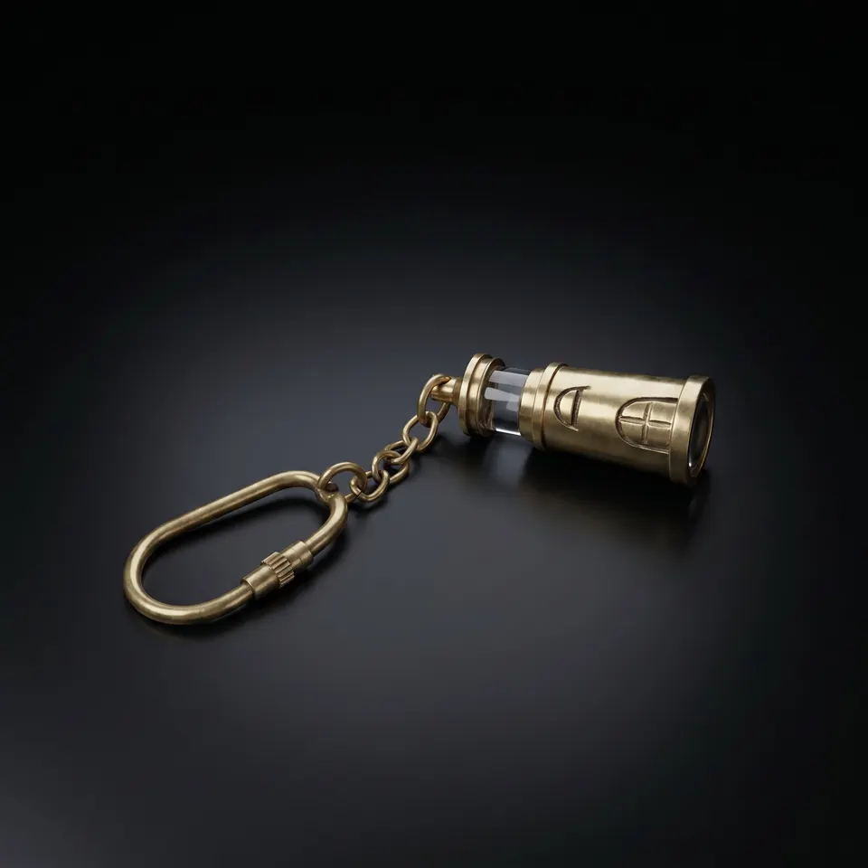 Retro Brass Miner's Lamp Keyring