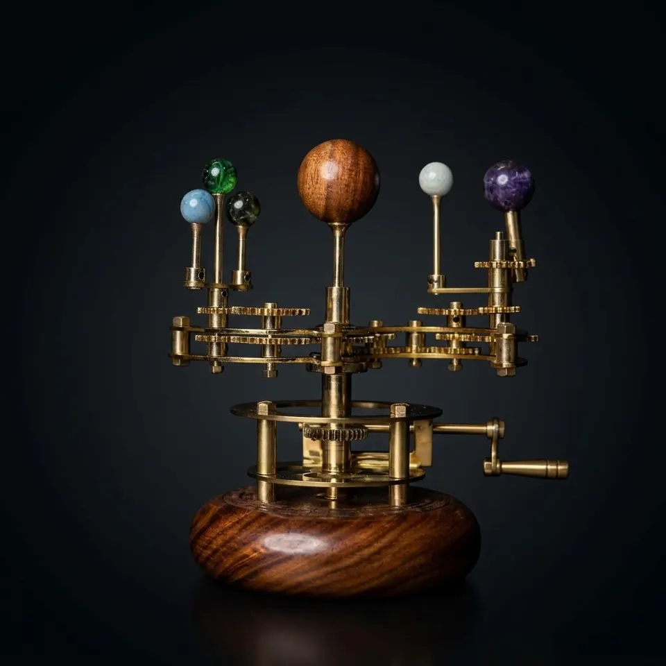 Gold-Finish Brass Orrery, Desk Model