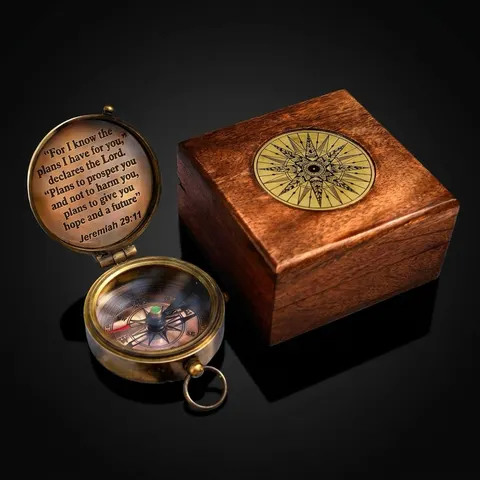 Jeremiah 29:11 Compass, Wooden Box view 1