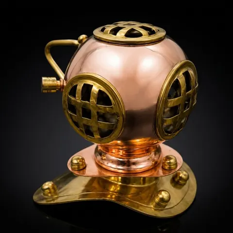 Decorative Miniature Diving Helmet with Polished Finish view 1