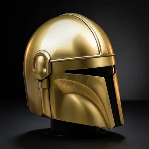 Gold Mandalorian Handmade Steel Helmet — Brass Finish view 1