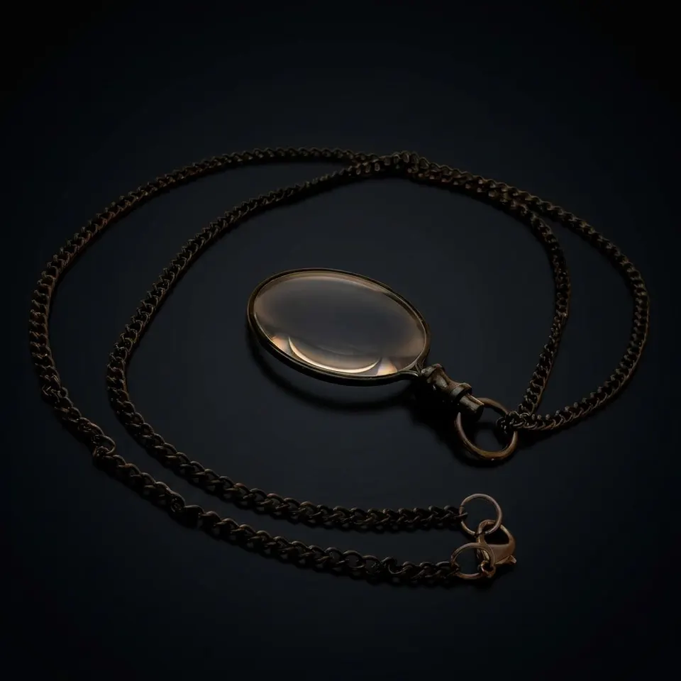 Brass Steampunk Monocle Pendant Magnifier 1.5" with Chain