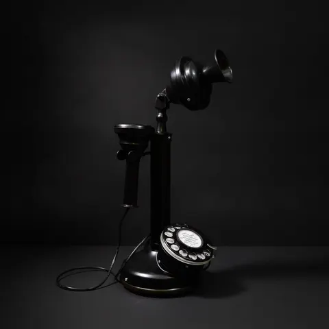 Black Brass Candlestick Retro Rotary Dial Phone view 1