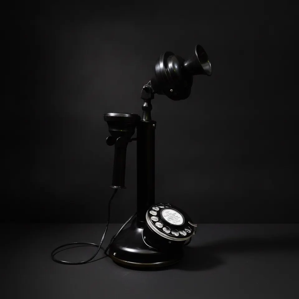 Black Brass Candlestick Retro Rotary Dial Phone