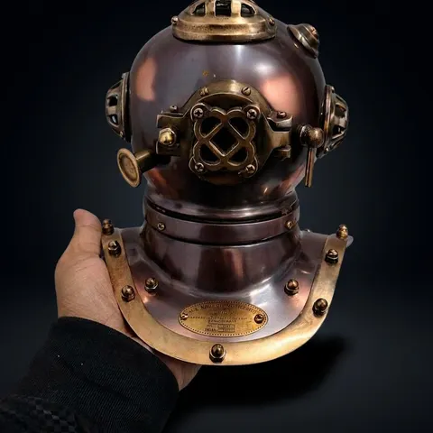 Diving Helmet Miniature with Purple Patina Finish view 1