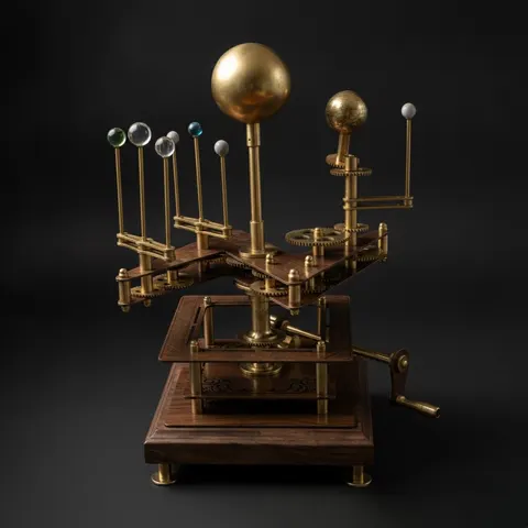 Vintage-Style Brass Solar System Orrery, Museum view 1