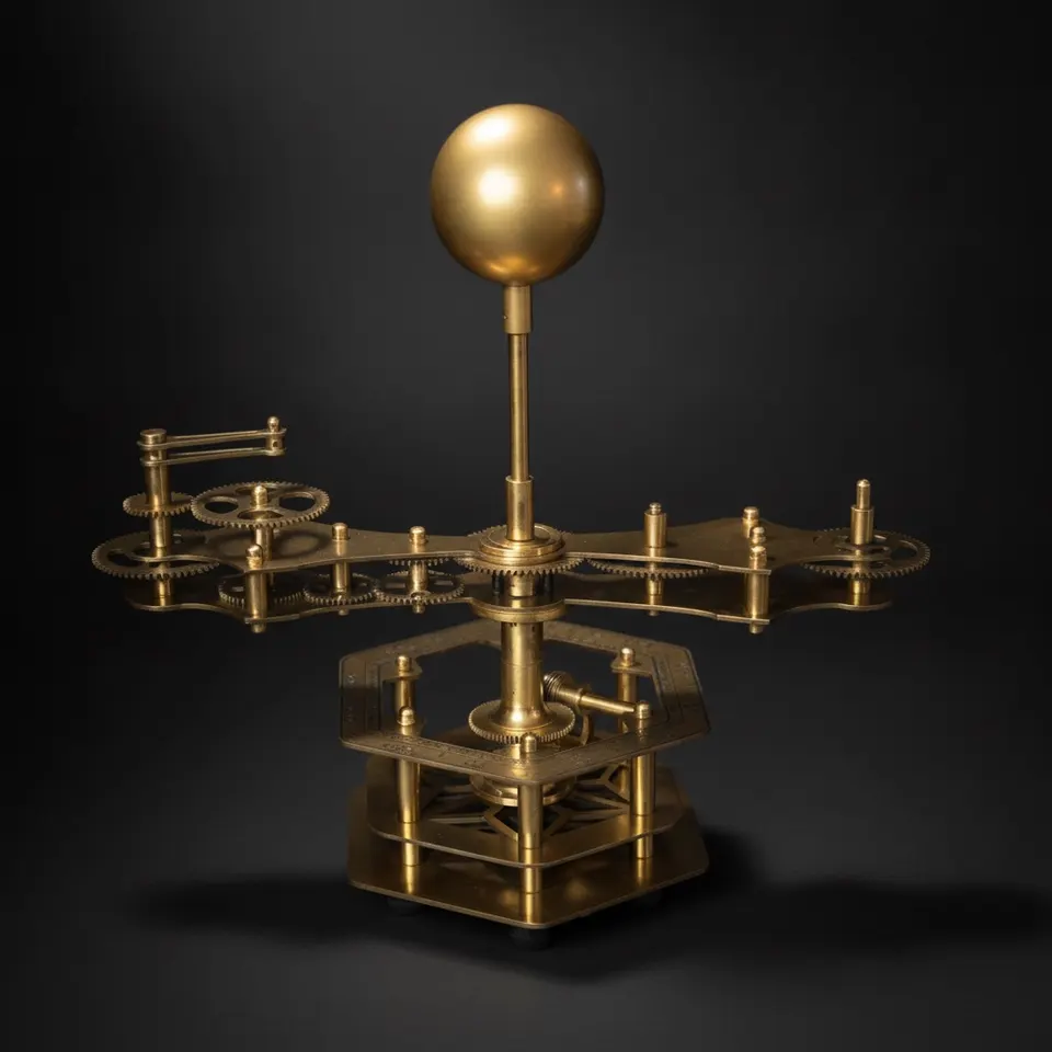 French Antique-Style Brass Orrery, Museum Model