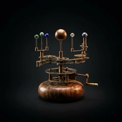 Brass Solar System Orrery, Shelf Display view 1