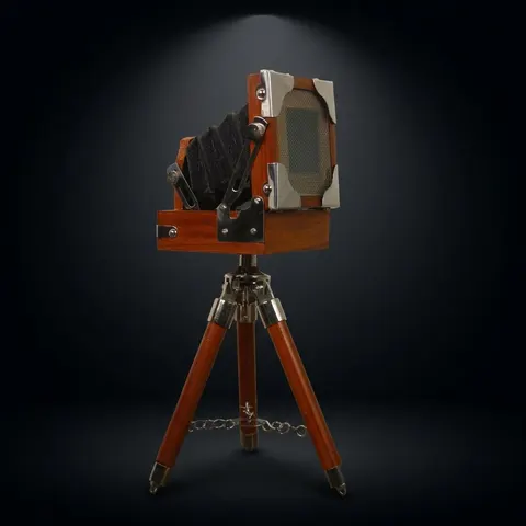 Wooden Bellows Camera on Adjustable Tripod view 1