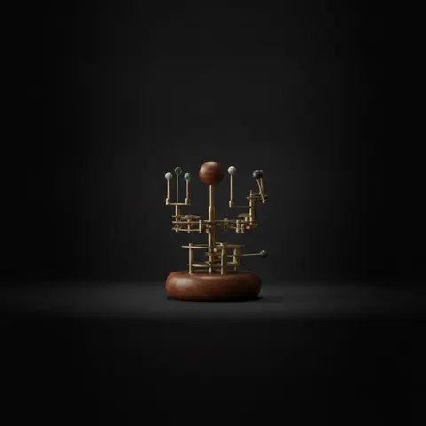 Brass Solar System Orrery, Shelf Display view 1