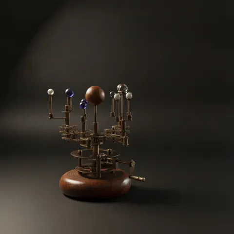 French Antique-Style Brass Orrery, Shelf Model view 1