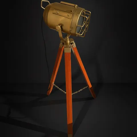 Antique Finish Spotlight on Reddish Wooden Tripod view 1