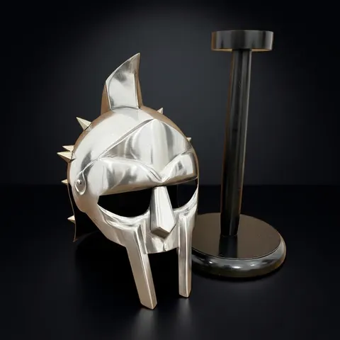 Black Gladiator Helmet with Display Stand view 1