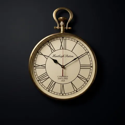 Pocket Watch Style Wall Clock Open Gear view 1