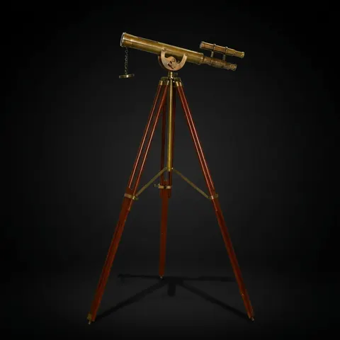 Double Barrel Brass Floor Standing Telescope 40" with Wooden Tripod view 1