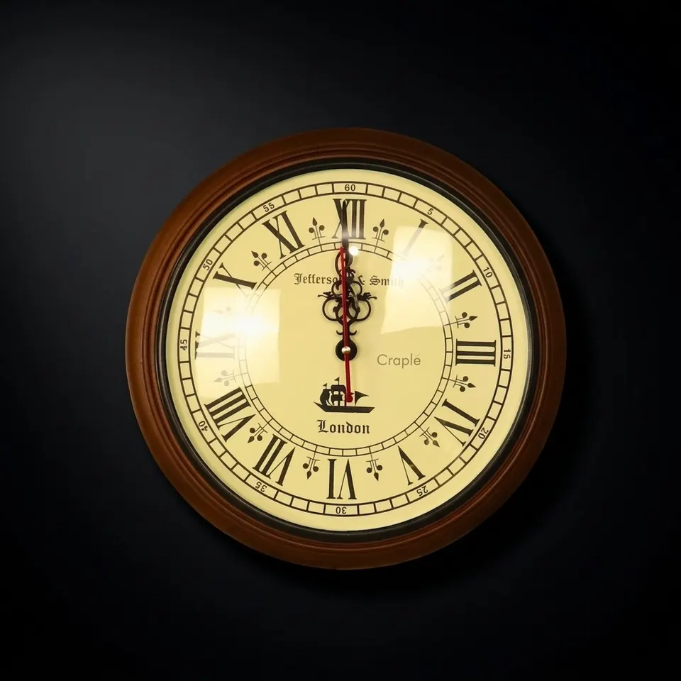 Vintage Wooden Wall Clock Roman Numerals