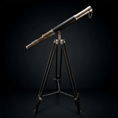 Brass Floor Standing Telescope 47" with Black Wooden Tripod view 1