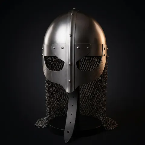 Viking Nasal Helmet with Chainmail Aventail — Norse view 1