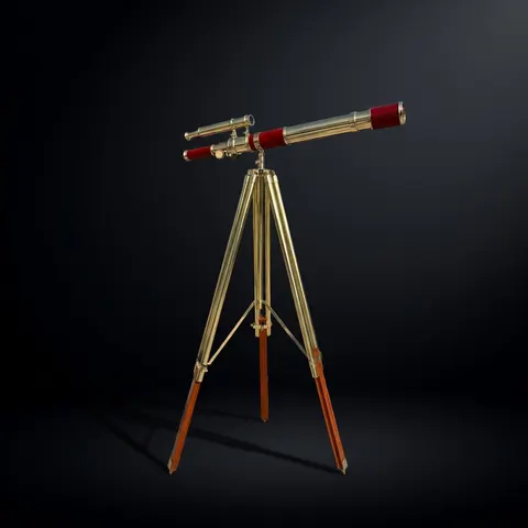 Double Barrel Brass Floor Standing Telescope 62" with Wooden Tripod Stand view 1