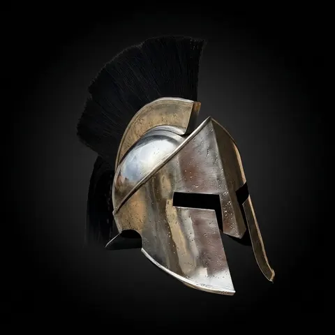 Greek Spartan Helmet — Steel Corinthian view 1