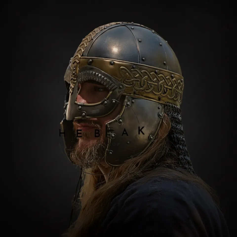 Viking Steel Helmet with Chainmail — LARP Display