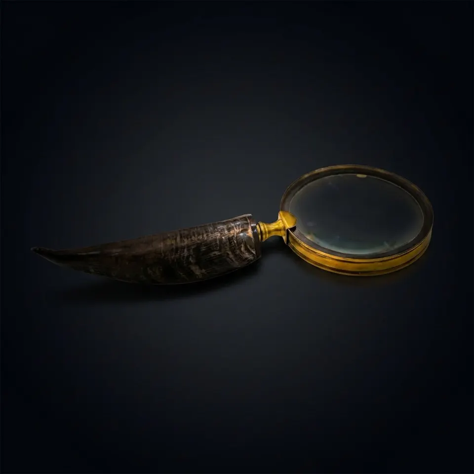 Brass Handheld Magnifier 4" with Bovine Horn Handle
