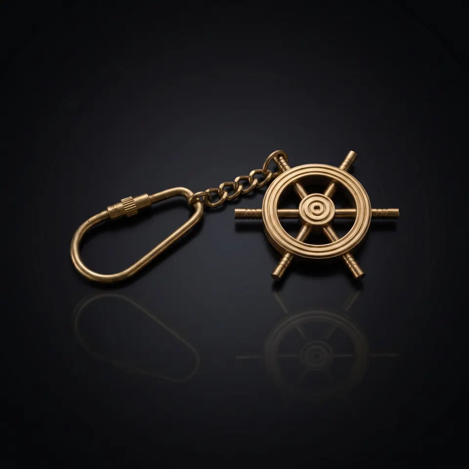 Brass Ship Wheel Keychain