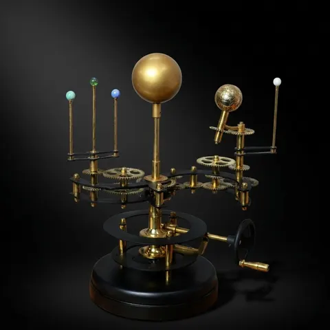 Brass Orrery with Semi-Precious Stone Planets, Museum view 1