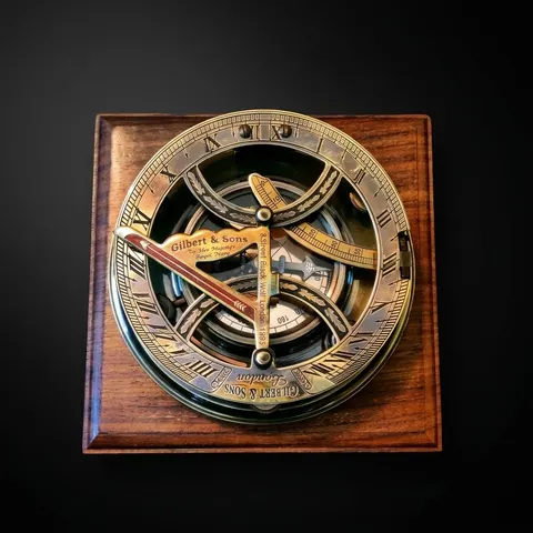 Antique Brass Sundial Compass with Presentation Box view 1