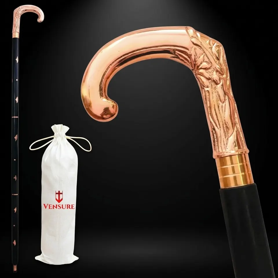 Copper Finish Brass Handle Walking Stick