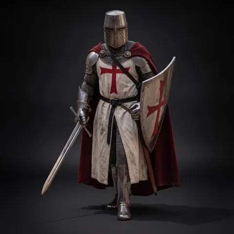 Medieval Templar Crusader Knight Armor with Wearable LARP Renaissance view 1