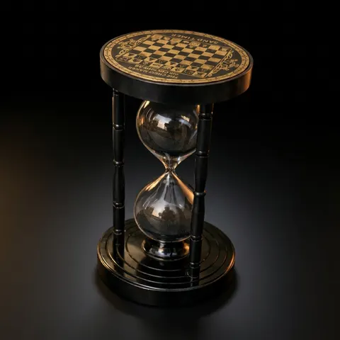 Black Antique Brass Hourglass with Chessboard Design, 5-Minute view 1
