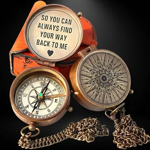 Find Your Way Back to Me Compass, Leather Case view 1