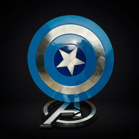 Blue Captain America Steel Shield with Steve Rogers Replica view 1